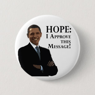 Badge Rond 5 Cm Barack Obama : le bouton de l'espoir