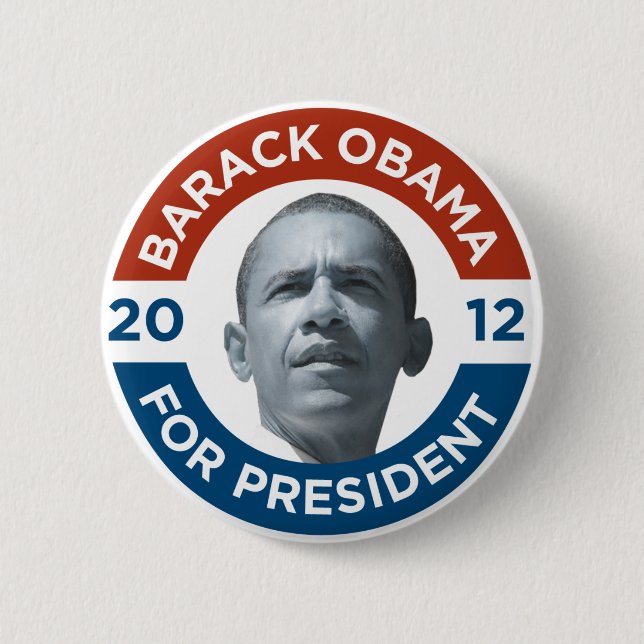 Badge Rond 5 Cm Barack Obama pour le président 2012 (Devant)