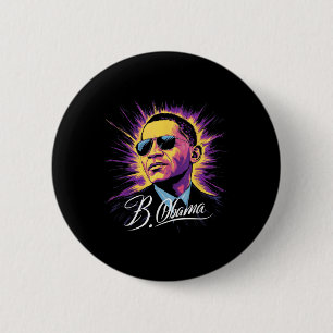 Badge Rond 5 Cm Barack Obama Président Portrait Patriotique