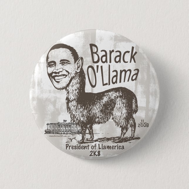 Badge Rond 5 Cm Barack O'Llama 2008 (Devant)