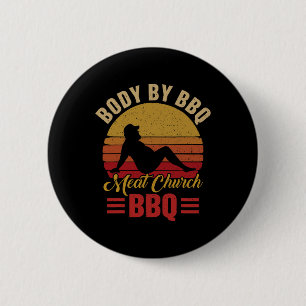 Badge Rond 5 Cm Barbacoa Corps D'Homme Par Bbq Vintage Meat Church