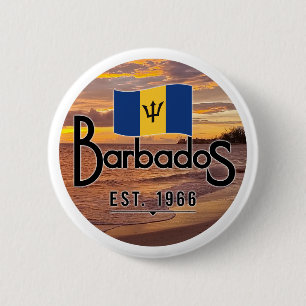 Badge Rond 5 Cm "Barbados Est. Coucher de soleil de 1966 avec drap