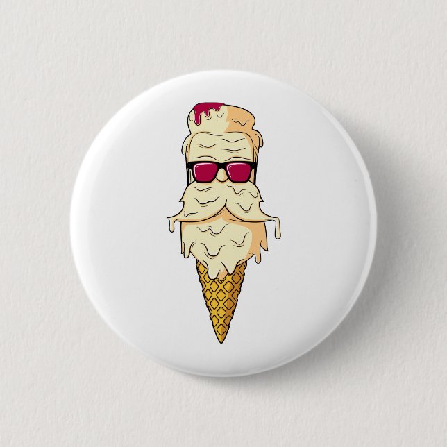 Badge Rond 5 Cm Barbe de crème glacée (Devant)