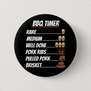 Badge Rond 5 Cm Barbecue Bbq Timer Rare Moyen Bien Fait Porc Ribs 