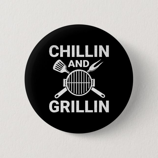 Badge Rond 5 Cm Barbecue Chilling Et Grilling  (Devant)