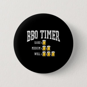 Badge Rond 5 Cm Barbecue Timer Funny Grill Chef Grill Cuisine Bièr