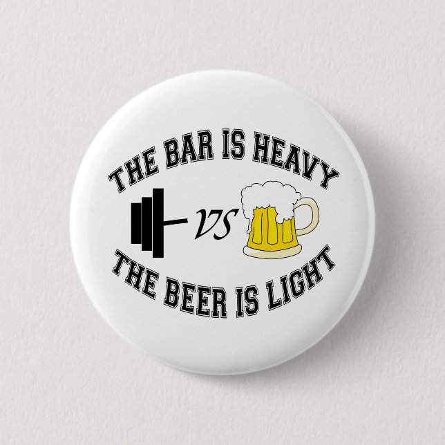 Badge Rond 5 Cm Barbell vs bière (Devant)