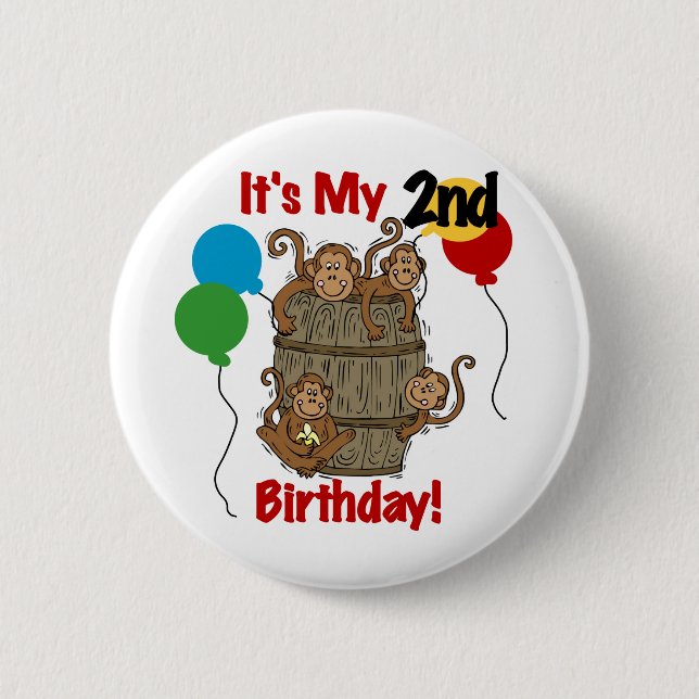 Badge Rond 5 Cm Baril de singes 2e Anniversaire Tshirts et cadeaux (Devant)