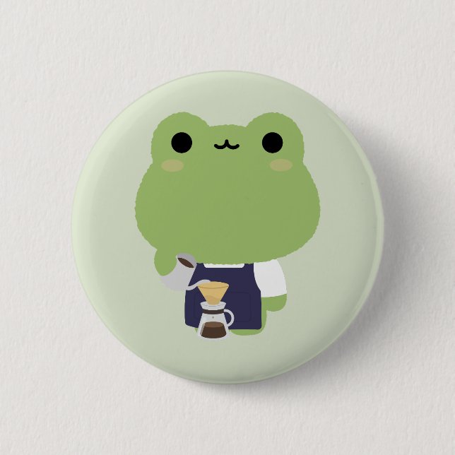 Badge Rond 5 Cm Barista Grenouille Mignon (Devant)