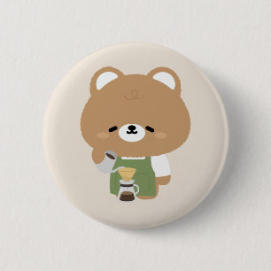 Badge Rond 5 Cm Barista Ourson Mignon