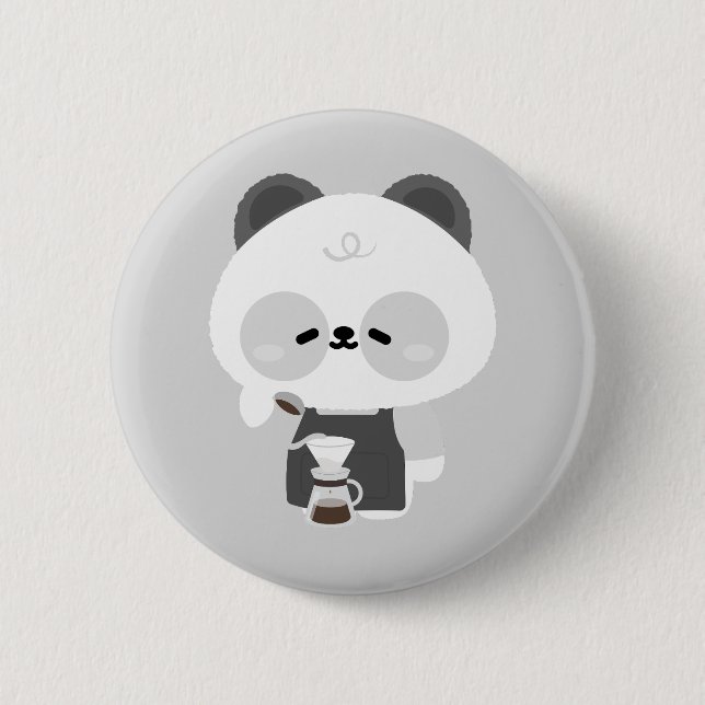 Badge Rond 5 Cm Barista Panda Mignon (Devant)