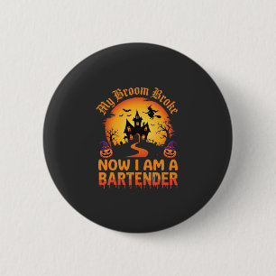 Badge Rond 5 Cm Barman Halloween Maison Hantée Sorcière Citrouille