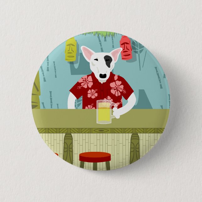 Badge Rond 5 Cm Barre anglaise de Tiki de bull-terrier (Devant)