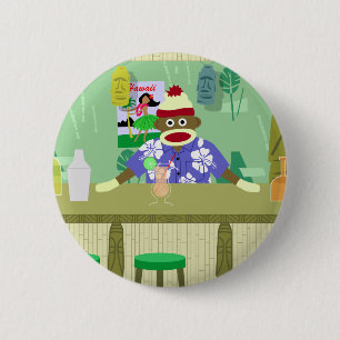 Badge Rond 5 Cm Barre de Tiki de singe de chaussette