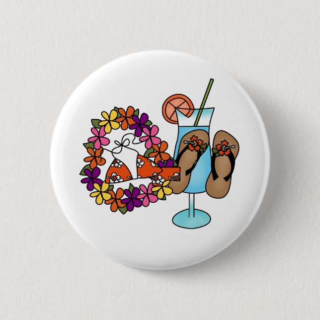 Badge Rond 5 Cm Bascules électroniques tropicales de filles trois (Devant)