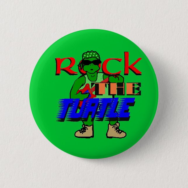 Badge Rond 5 Cm Basculez le bouton de tortue (Devant)