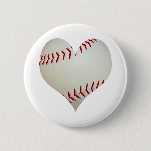 Badge Rond 5 Cm Base-ball américain dans une forme de coeur (Devant)