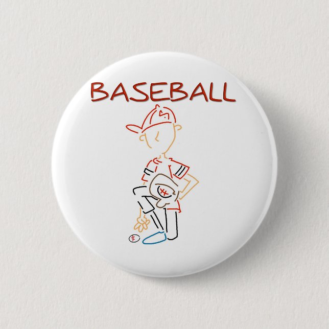 Badge Rond 5 Cm Base-ball de dessin au trait (Devant)
