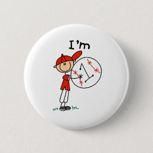 Badge Rond 5 Cm Base-ball garçons, j'ai 1 an