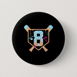 Badge Rond 5 Cm Baseball 8 Ans Crème Ice Driam 8e Anniversaire Bo