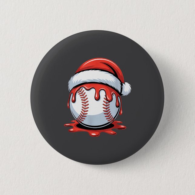 Badge Rond 5 Cm Baseball Christmas Santa Hat Dripng Festive Holida (Devant)