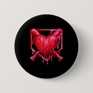 Badge Rond 5 Cm Baseball de la Saint-Valentin Drôle de cœur rouge 