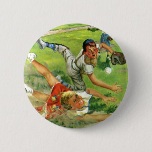 Badge Rond 5 Cm Baseball de sport vintage, équipes d'enfants jouan