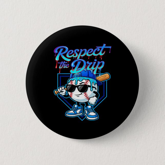 Badge Rond 5 Cm Baseball Drip Ice Cream Respect The Drip Home Plat (Devant)