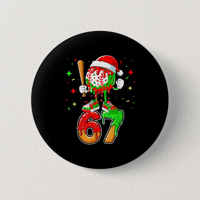 Badge Rond 5 Cm Baseball Drip Number 67 Meme Ice Cream Dripng Chri (Devant)