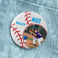 Baseball Épinglette Nom Numéro de Maillot Photo Bl