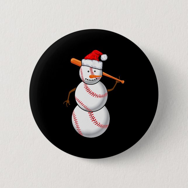 Badge Rond 5 Cm Baseball Fan Snowman Funny Christmas Gift  (Devant)