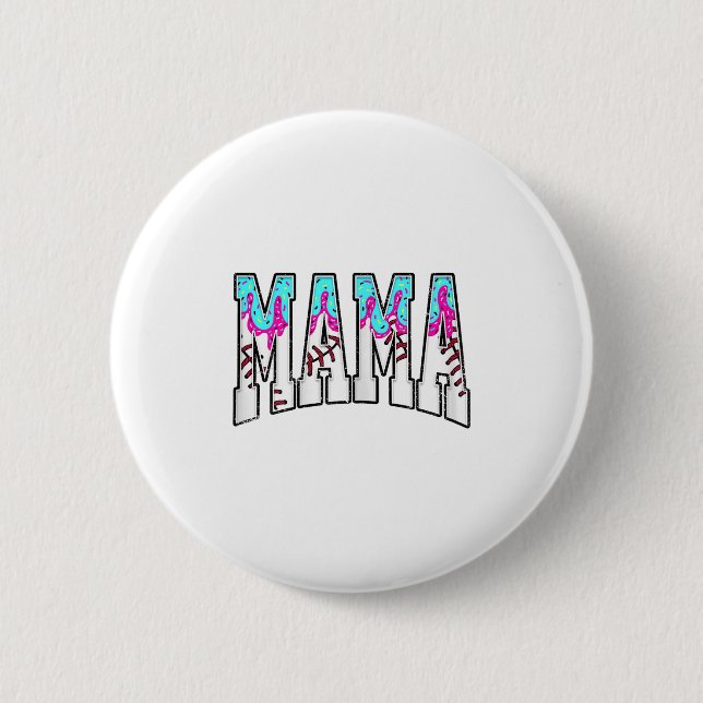 Badge Rond 5 Cm Baseball Mama Coquette Bow Jeu Jour Baseball Maman (Devant)