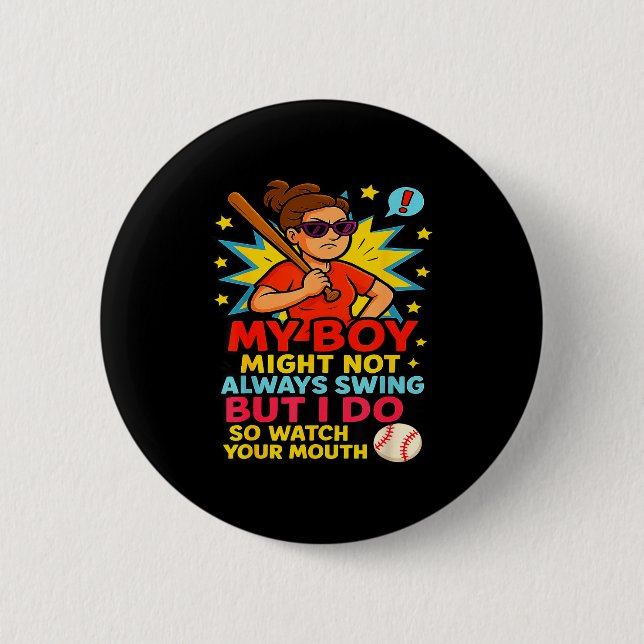 Badge Rond 5 Cm Baseball Mom Funny Quote For Mother's Day Gift  (Devant)