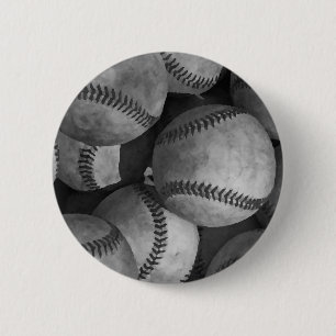 Badge Rond 5 Cm Baseball noir et blanc