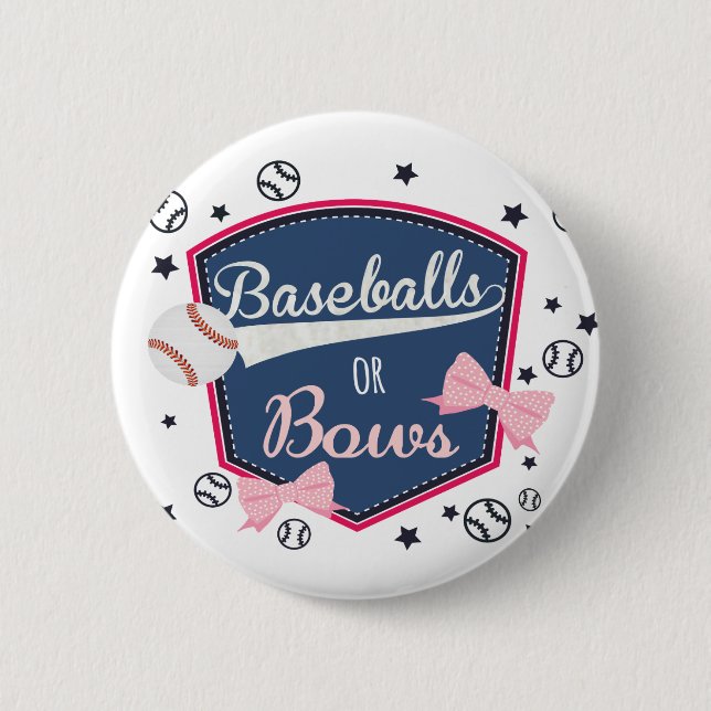 Badge Rond 5 Cm Baseball ou bows Genre Reveal (Devant)