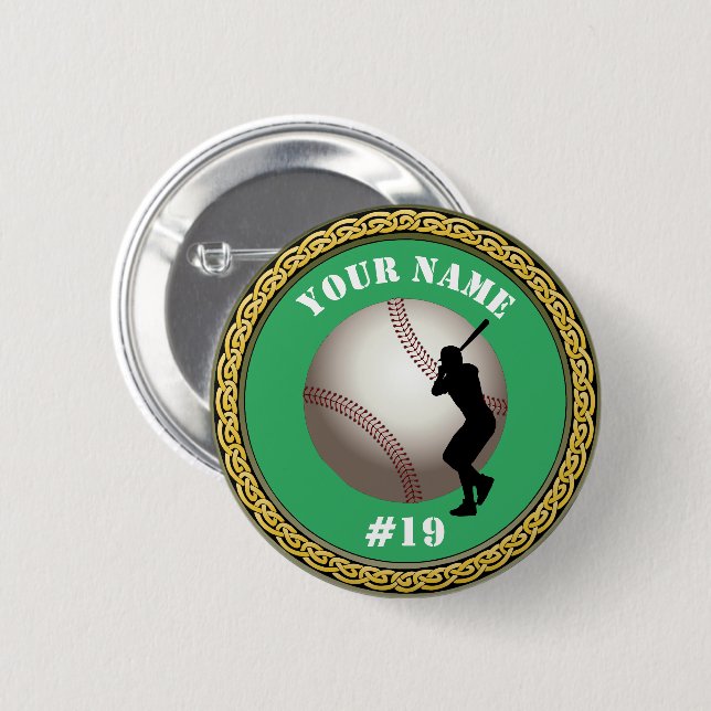 Badge Rond 5 Cm Baseball personnalisé - Ajouter nom et numéro (Devant & derrière)