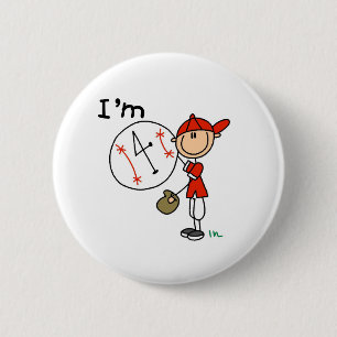Badge Rond 5 Cm Baseball pour garçons J'ai 4 ans