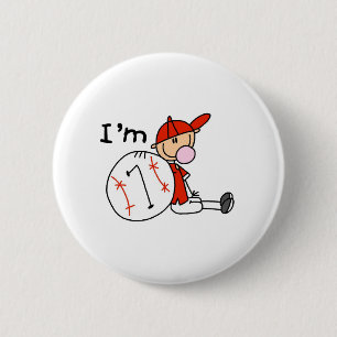 Badge Rond 5 Cm Baseball pour garçons J'ai 7 ans