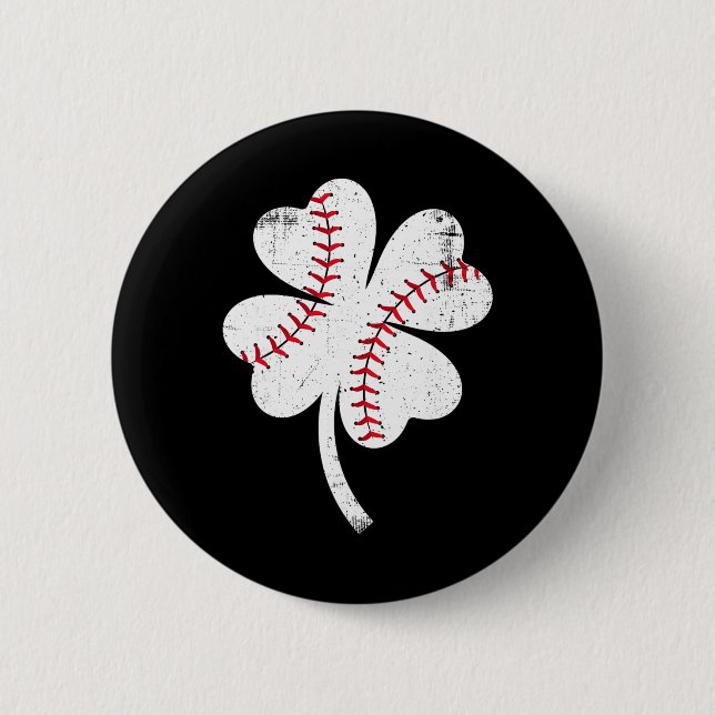 Badge Rond 5 Cm Baseball Shamrock Saint-Patrick Hommes (Devant)