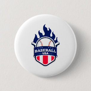 Badge Rond 5 Cm Baseball Usa Soutenez L'équipe Usa Drapeau Playoff