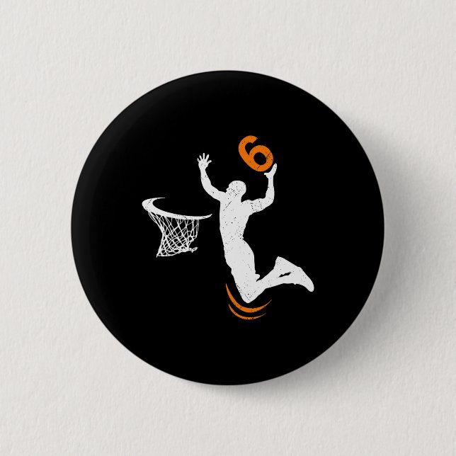 Badge Rond 5 Cm Basket-ball 6 ans Dunk 6 ans Fête Boys (Devant)
