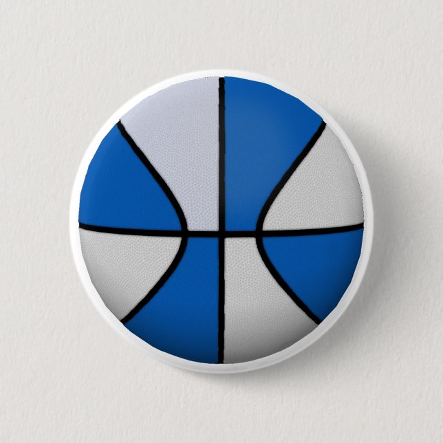 Badge Rond 5 Cm Basket-ball bleu et blanc : (Devant)