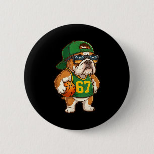Badge Rond 5 Cm Basket-ball Bulldog 67 Argot Gen Alpha Srts Dog Bo