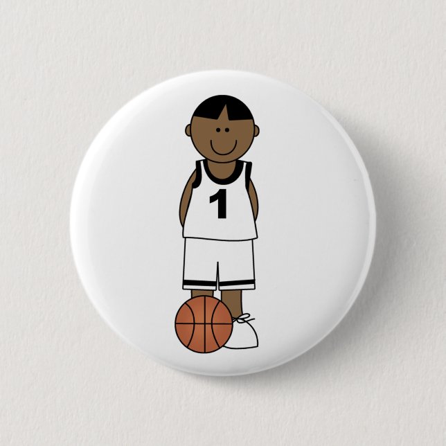 Badge Rond 5 Cm Basket-ball de garçon d'Afro-américain (Devant)