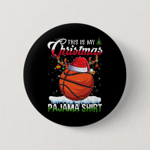Badge Rond 5 Cm Basket-ball Fun Sport Noël C'Est Mon Paj De Noël