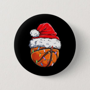 Badge Rond 5 Cm Basket-ball Noël Chapeau - Fun Basket-ball Xm