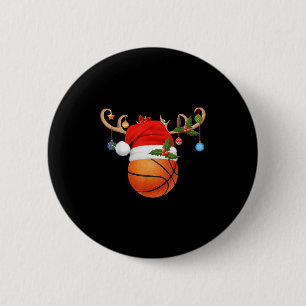 Badge Rond 5 Cm Basket-ball Noël Reinder Santa Hat Sports Pla