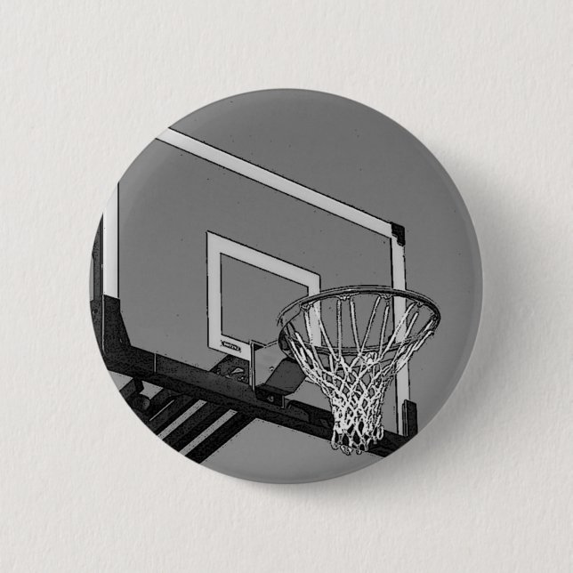 Badge Rond 5 Cm Basket-ball noir et blanc (Devant)