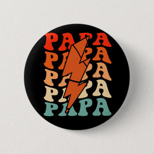 Badge Rond 5 Cm Basket-ball Papa Retro Super Lightning Bolt Fa