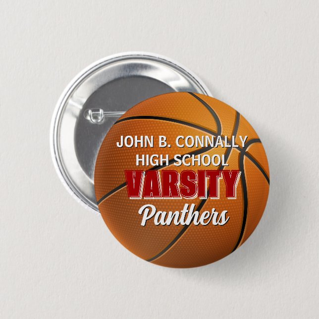Badge Rond 5 Cm Basket-ball sur mesure de l'équipe universitaire r (Devant & derrière)
